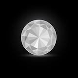 Round White Diamond Stone  on Black Background. Vector Illustration EPS8