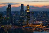 Sunset Over Singapore City Skyline