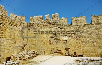 Walls of ancient acropolis at Lindos