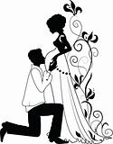 Silhouette of pregnant woman and man