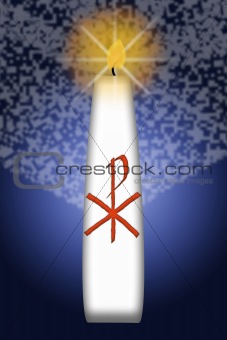 Easter candle with Christ monogram