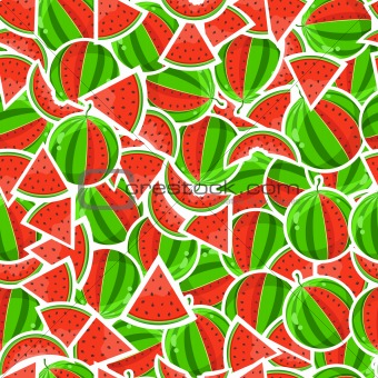 Juicy Watermelon and Sliced In Seamless Pattern