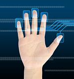 scanning of a finger on a touch screen interface