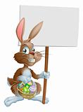 Easter bunny rabbit holding sign