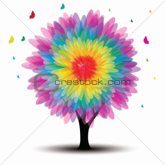 vector tree with flower