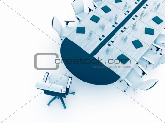 Table and armchairs in modern office for presentation and conferences