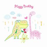 Greeting card with Dinosaurs