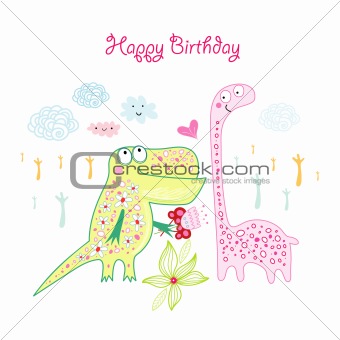 Greeting card with Dinosaurs