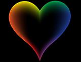 Iridescent heart on a black background