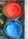Very old messy used water color paint box