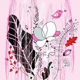 pink flower postcard
