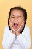 Mixed Race African American Girl Shouting or Screaming