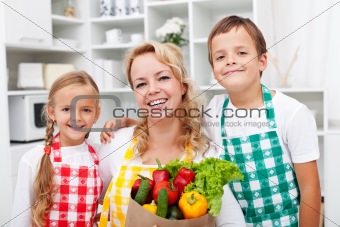 Happy people with healthy food