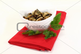 marinated Mussels with flat leaf parsley