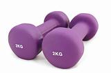 2 kg rubber dipped purple dumbbell, selective focus
