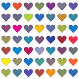 Set of colored stylized hearts
