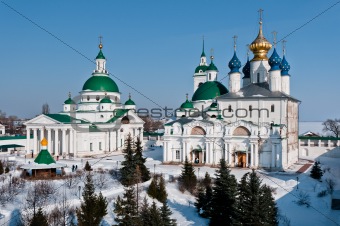 Men monastery in snow