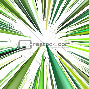 3d render multiple green wavy wire lines on white