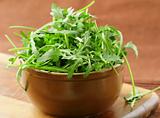 bowl of fresh green, natural arugula