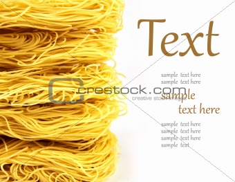 pile of noodles on a white background