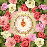 Clock design with roses