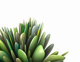 3d render abstract leaf pattern in multiple green colors