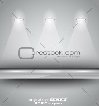 Shelf with LED spotlights 