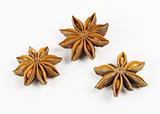 Star anise triple on white background