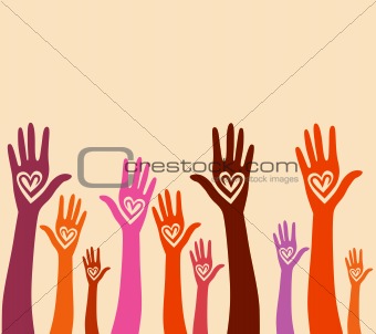 People hand like heart united seamless background.