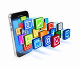 Smartphone applications icons burst