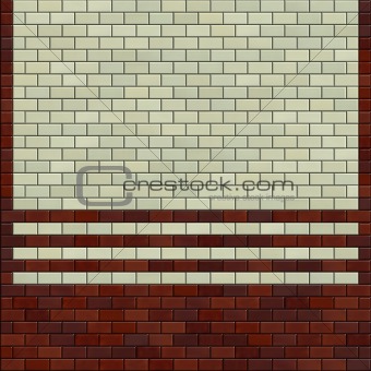 3d render red brown ivory white tile pattern on a wall