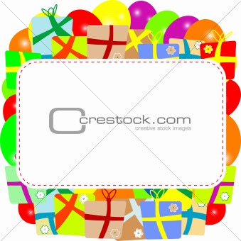 Greeting card with gift box and copy space. vector