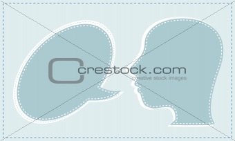 Abstract speaker with speech bubbles in the head. vector