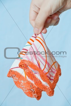 Young woman hand hold handkerchief