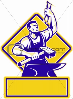 Blacksmith Holding Hammer with Anvil