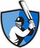 cricket player batsman with bat shield