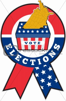 American election ballot box map of USA ribbon 