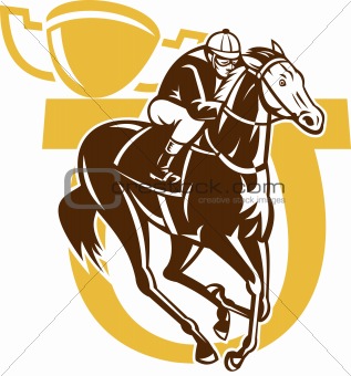 horse race jockey racing horseshoe cup