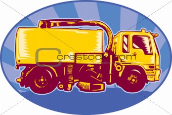 street cleaner sweeper truck side view retro