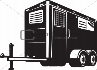 horse trailer viewed from low angle