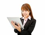 young businesswoman using tablet pc