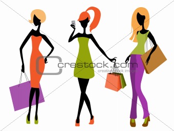 Young girls shopping