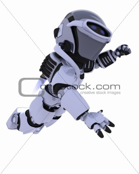 robot with jet pack flying