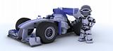 robot with a racing car
