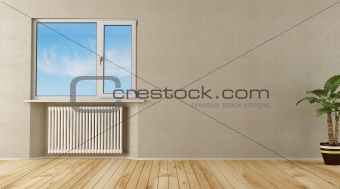 empty room with closed window