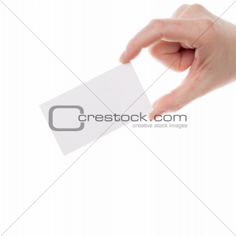 Business card in female hand