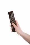 Television remote control in the hand