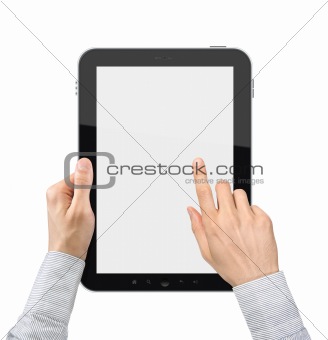 Holding And Point On Tablet PC