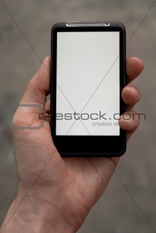 Hand Holds a Mobile Smartphone 