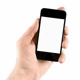 Holding Blank Mobile Phone Isolated